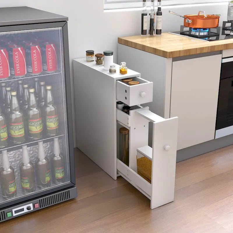 Costway Bathroom Floor Cabinet Toilet Narrow Storage Organizer with