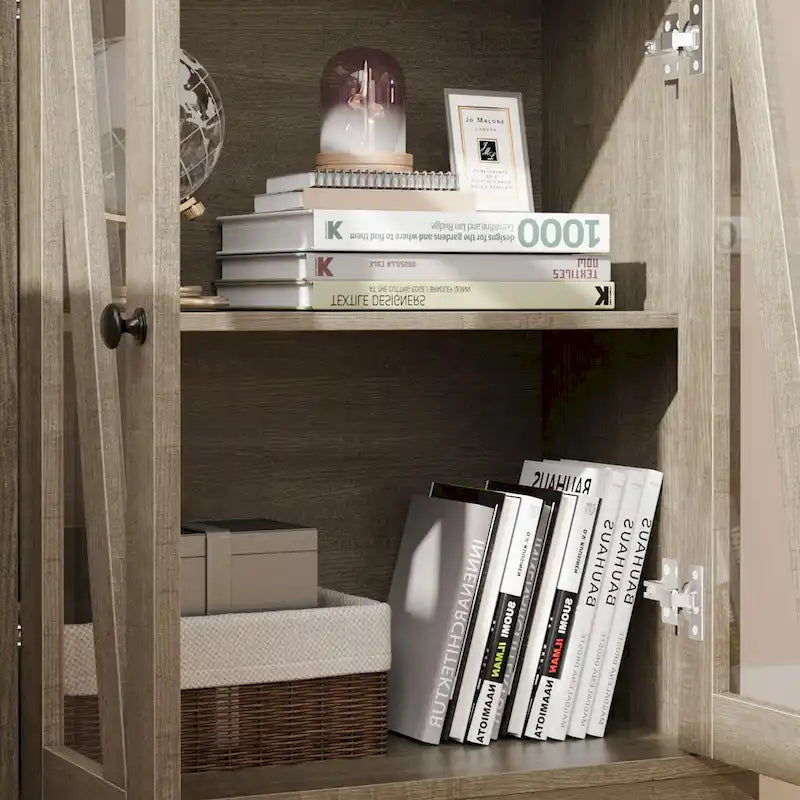 66.5 Tall Storage Cabinet, Bathroom Storage Cabinet with 5 Shelves & Drawer