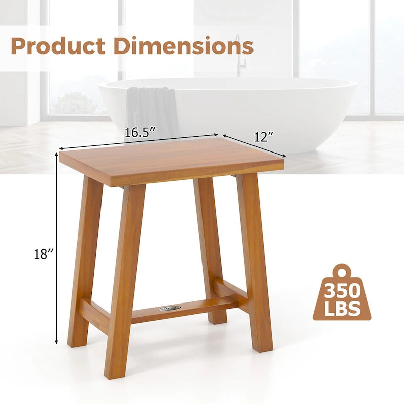 Gymax Teak Shower Bench Bathroom Shower Stool for Shaving Legs & Spa