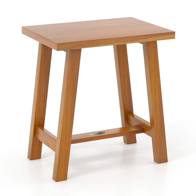 Gymax Teak Shower Bench Bathroom Shower Stool for Shaving Legs & Spa