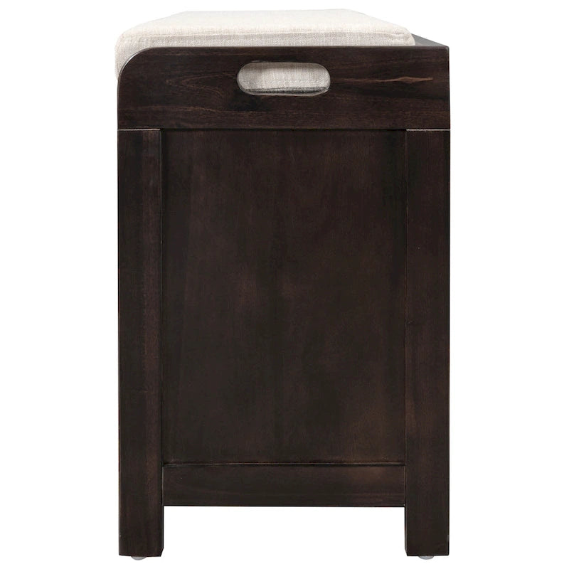Wood Storage Bench with 1 Removable Basket & 2 Drawers, Fully Assembled Shoe Stool 32 Entryway Bench with Removable Cushion