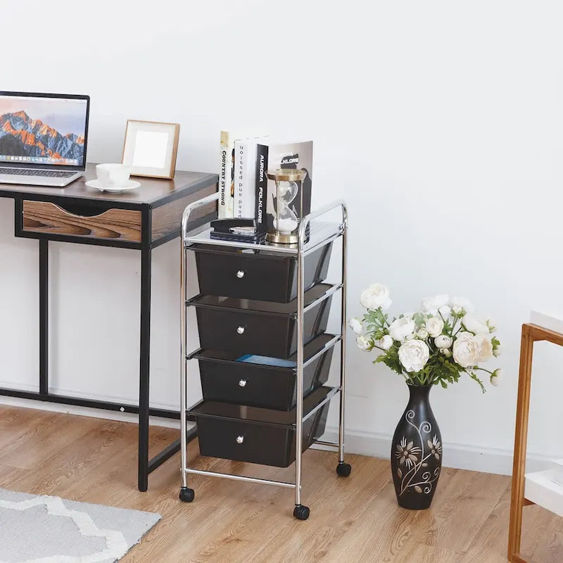 Costway 4 Drawers Metal Rolling Storage Cart Scrapbook Supply & Paper - see details