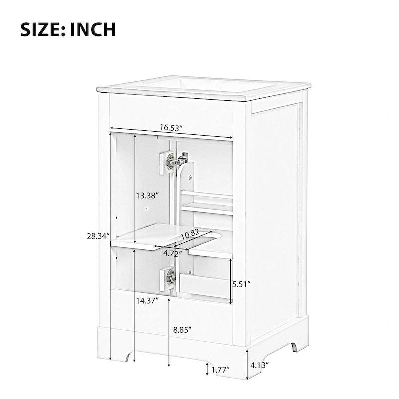 20 Inch Bathroom Vanity With Ceramic Top Sink, Undermount Bathroom Sink Cabinet With 2-Tier Storage Rack And Shelves