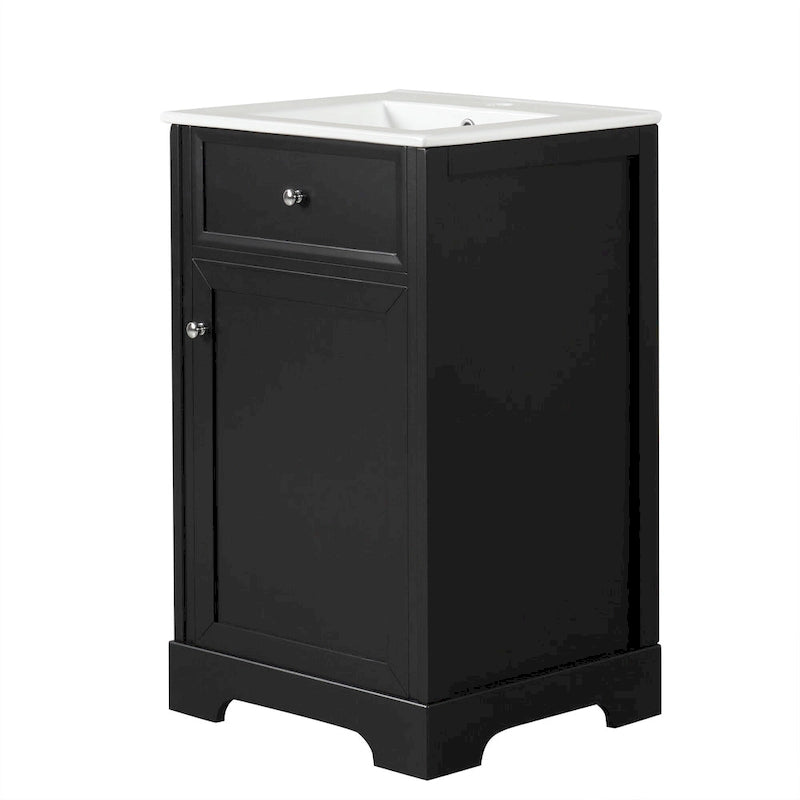 20 Inch Bathroom Vanity With Ceramic Top Sink, Undermount Bathroom Sink Cabinet With 2-Tier Storage Rack And Shelves
