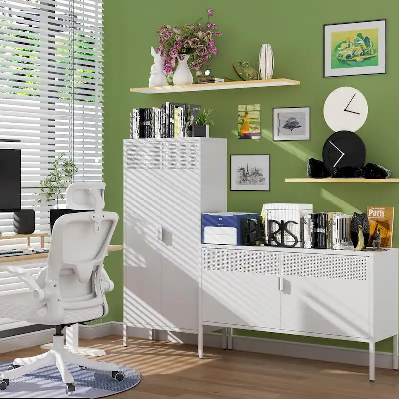61 Inches High Metal Food Storage Cabinet, Equipped With Adjustable Shelves And Suitable For Homes And Kitchens