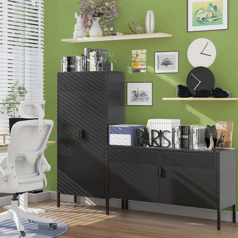 61 Inches High Metal Food Storage Cabinet, Equipped With Adjustable Shelves And Suitable For Homes And Kitchens