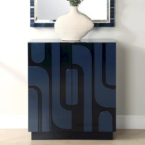 2-Door Storage Cabinet - 34 - Glossy Blue Finish