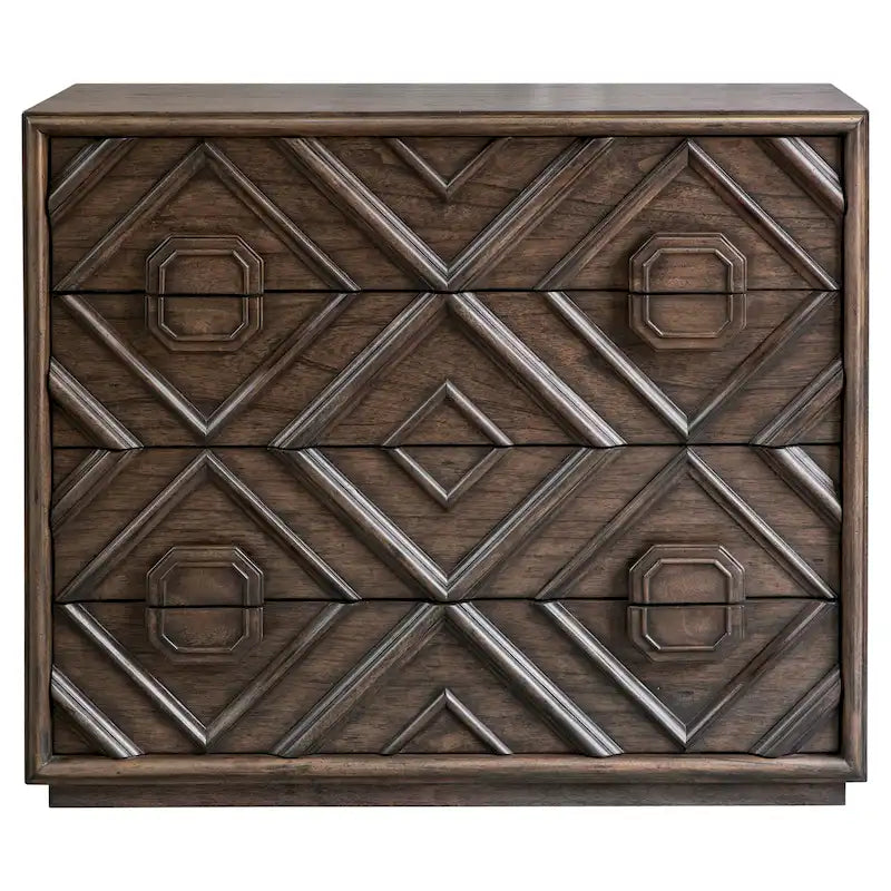 43 Walnut Brown Contemporary Rectangle Drawer Chest