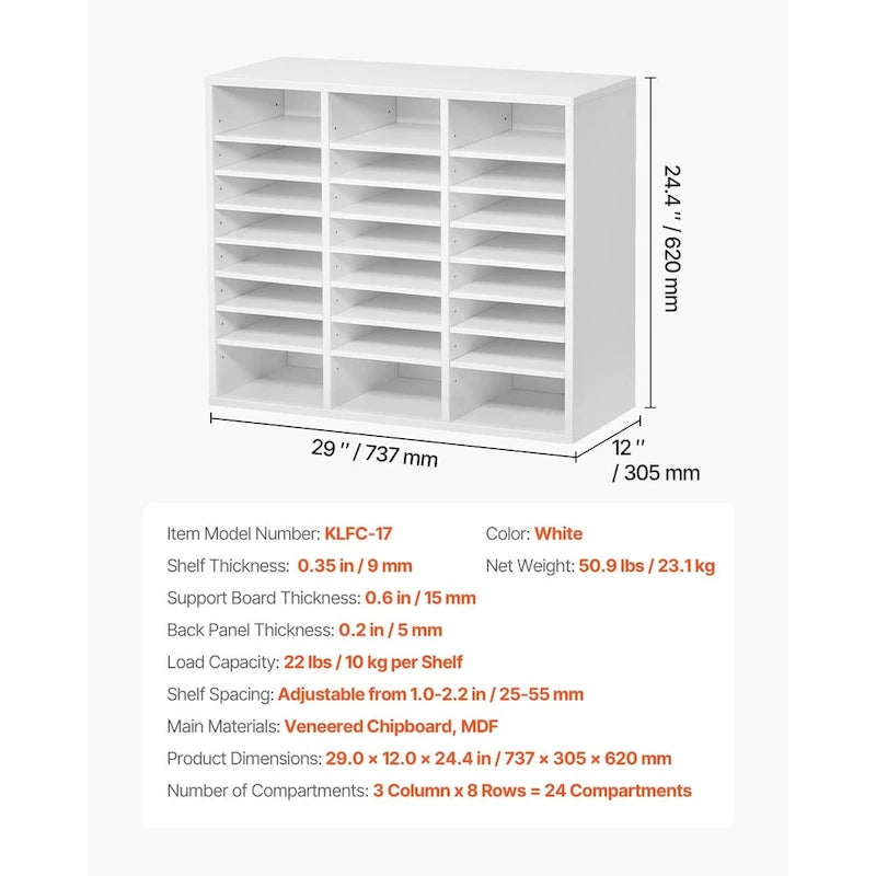 Multi-Purpose Office Literature Organizers with 24 Compartments and Adjustable Shelves Perfect Addition to Any Space