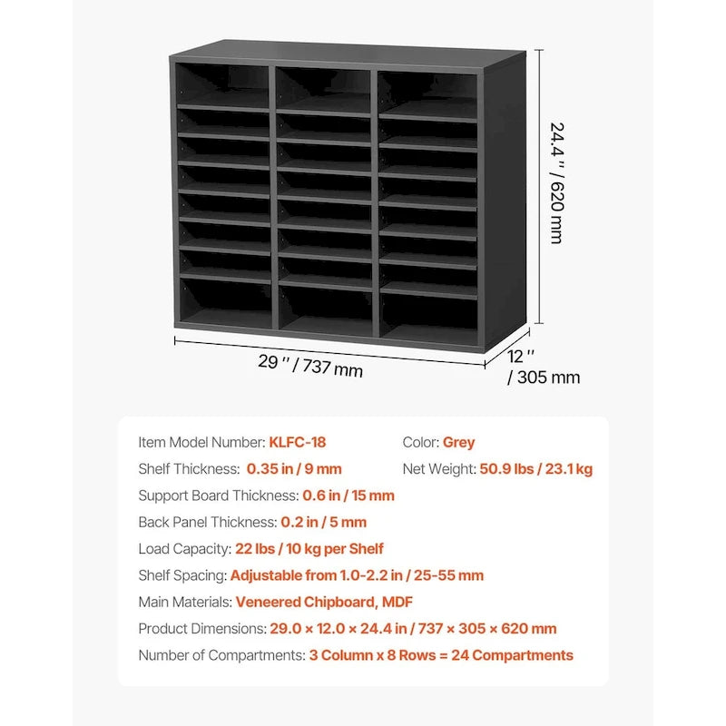 Multi-Purpose Office Literature Organizers with 24 Compartments and Adjustable Shelves Perfect Addition to Any Space
