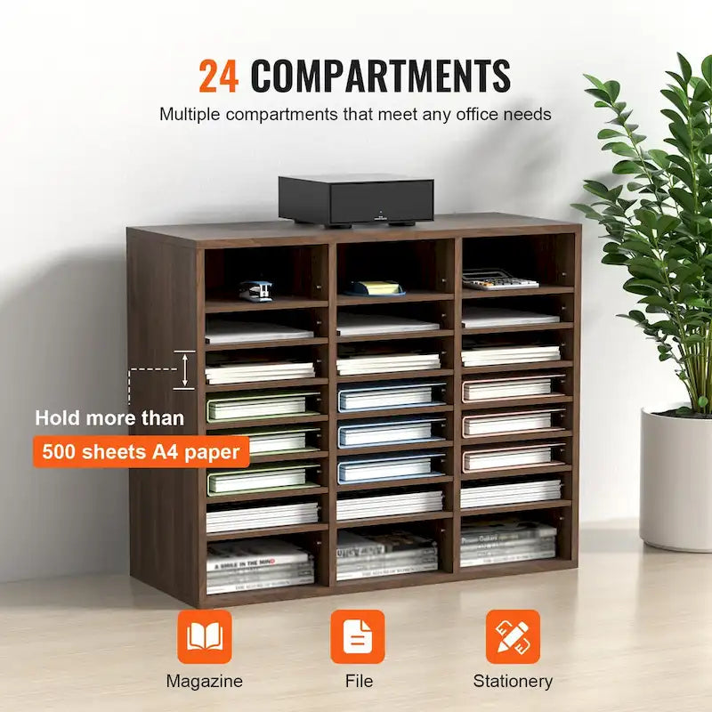 Multi-Purpose Office Literature Organizers with 24 Compartments and Adjustable Shelves Perfect Addition to Any Space