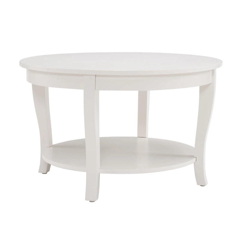 Traditional Round Coffee Table Wooden Centerpiece Table with Open Storage Shelves, for Living Room Bedroom Apartment Studio