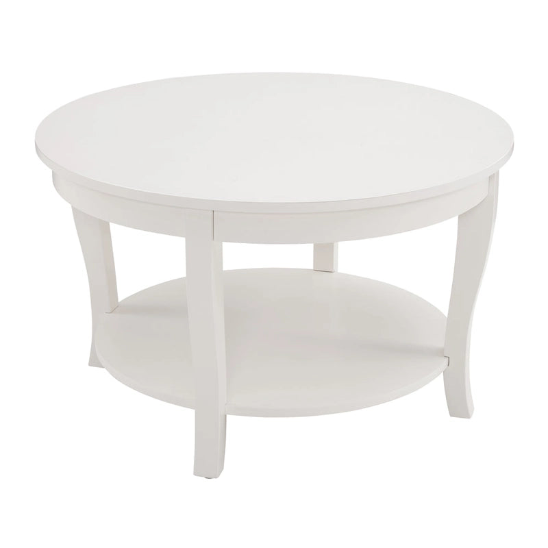Traditional Round Coffee Table Wooden Centerpiece Table with Open Storage Shelves, for Living Room Bedroom Apartment Studio