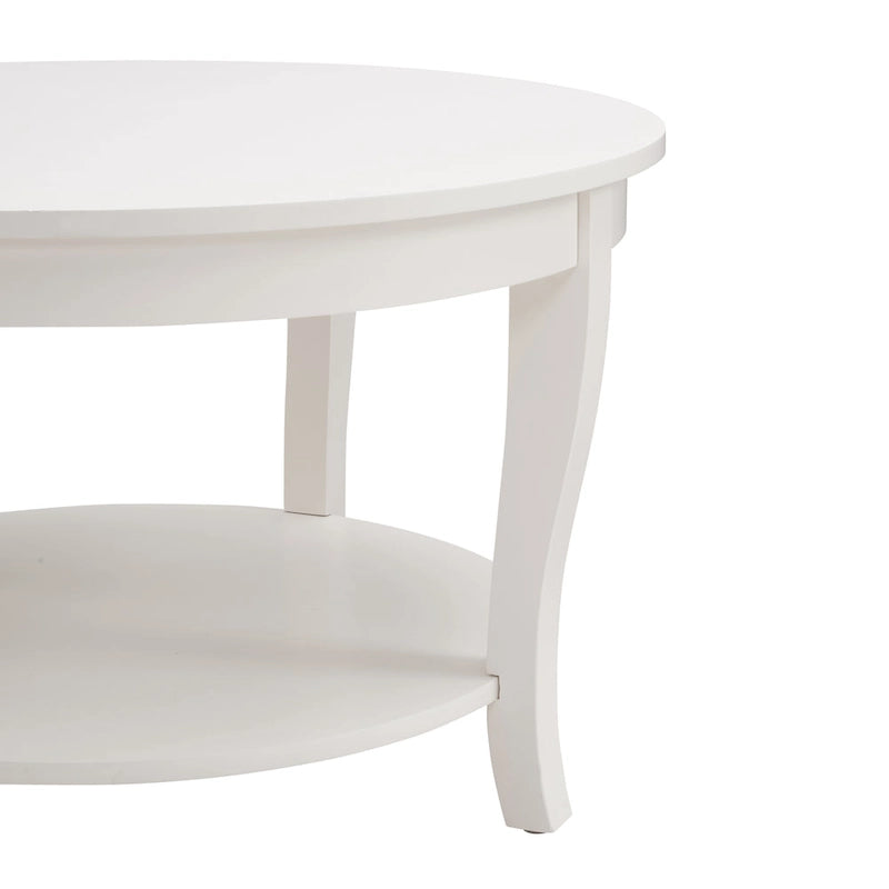 Traditional Round Coffee Table Wooden Centerpiece Table with Open Storage Shelves, for Living Room Bedroom Apartment Studio