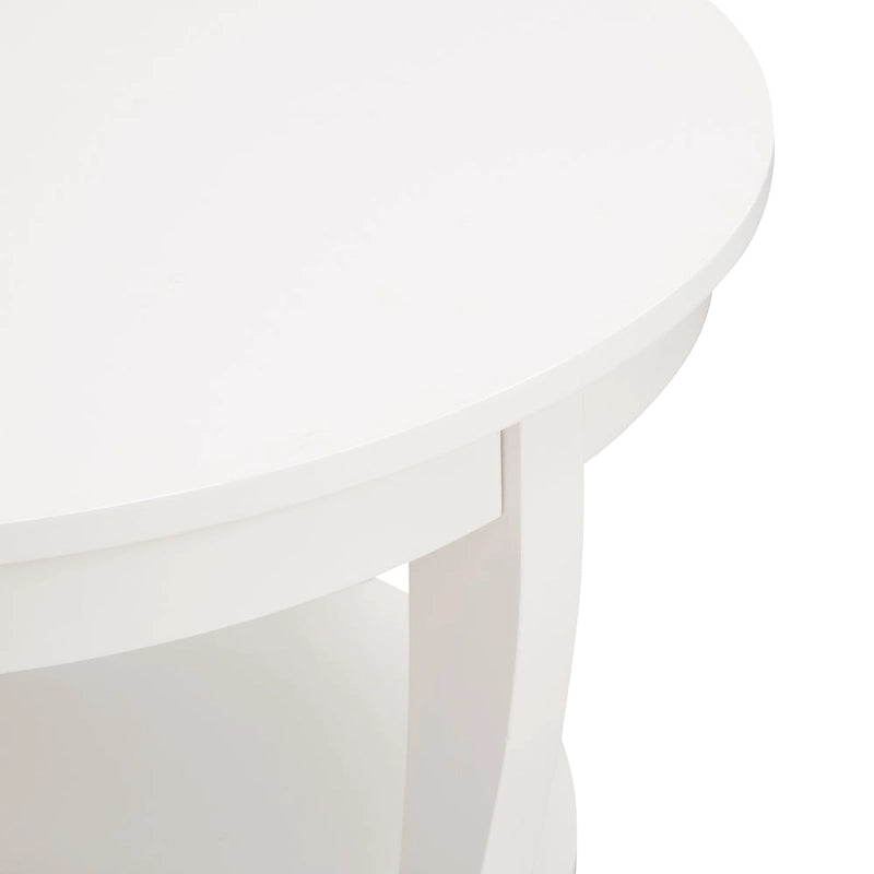 Traditional Round Coffee Table Wooden Centerpiece Table with Open Storage Shelves, for Living Room Bedroom Apartment Studio