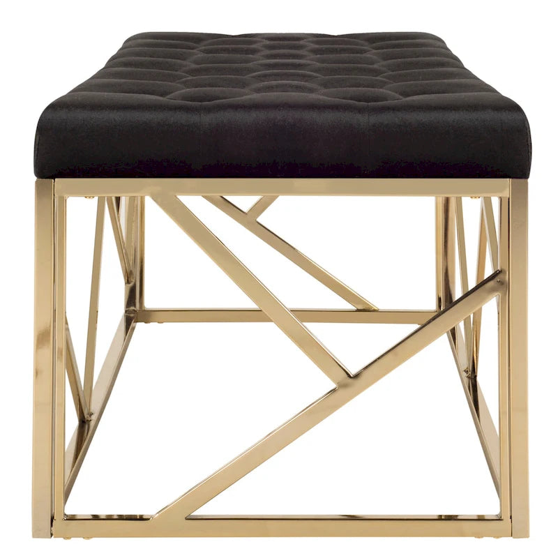SAFAVIEH Nolie Black/ Gold Tufted Rectangular Bench - 48.5 x 20.3 x 18 - 49Wx20Dx18H