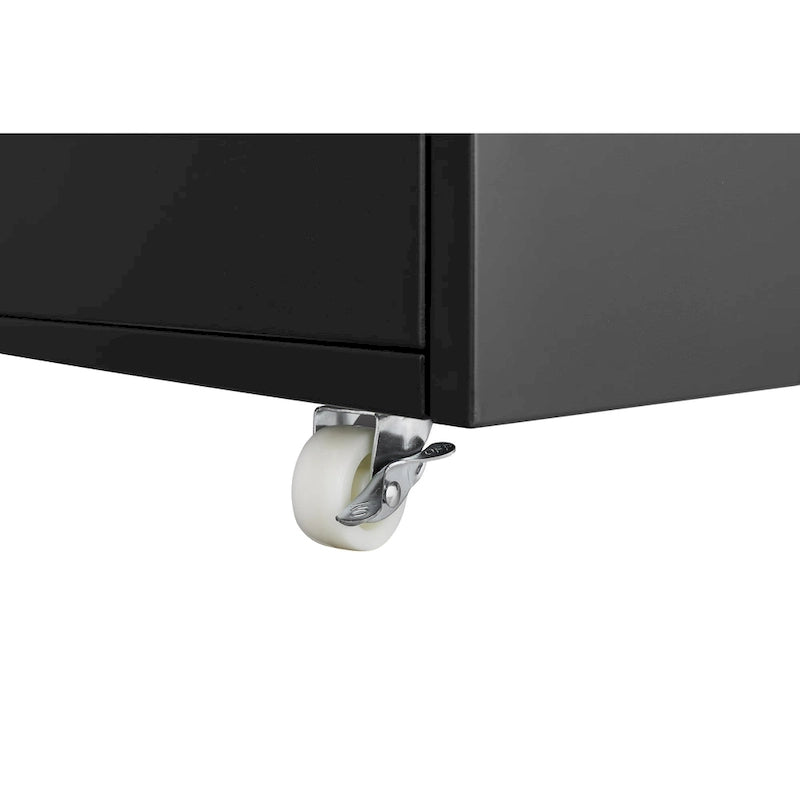 Black cabinet with 2 door and a sturdy steel printer stand