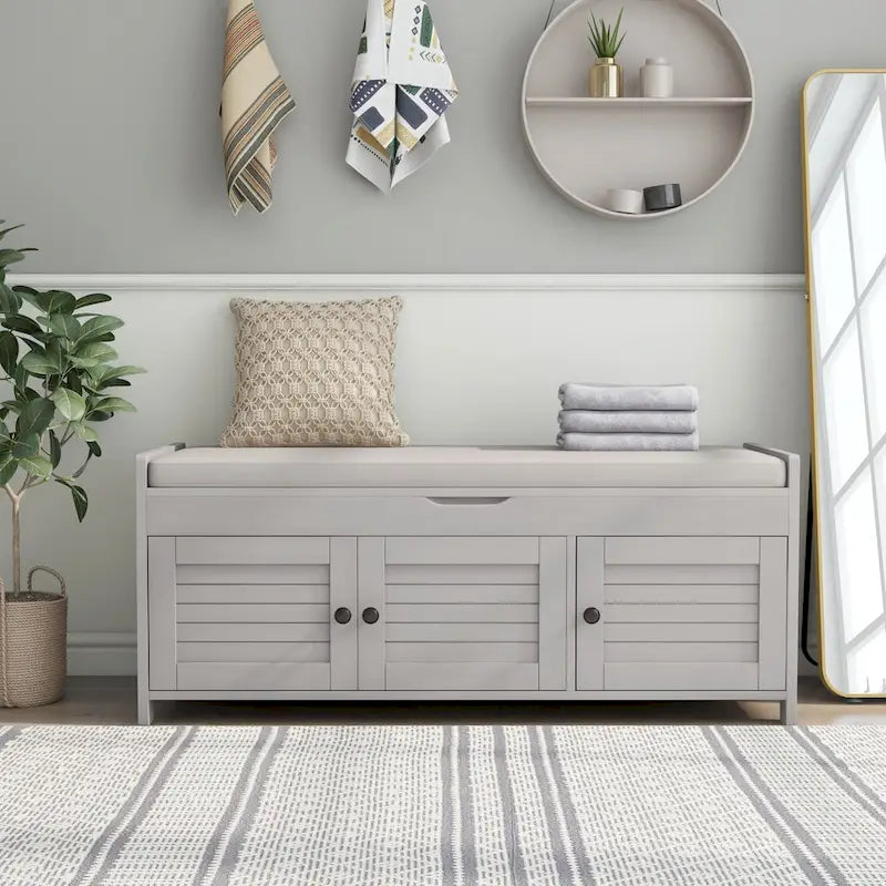 TREXM Storage Bench with 3 Shutter-shaped Doors