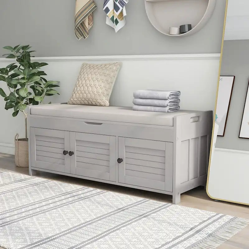 TREXM Storage Bench with 3 Shutter-shaped Doors