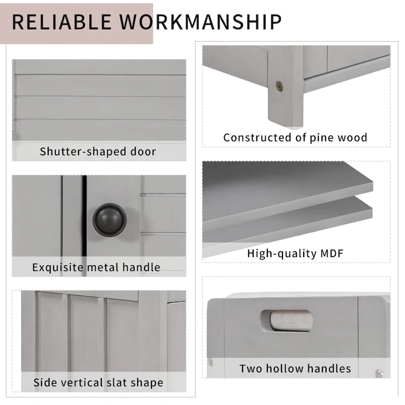 TREXM Storage Bench with 3 Shutter-shaped Doors