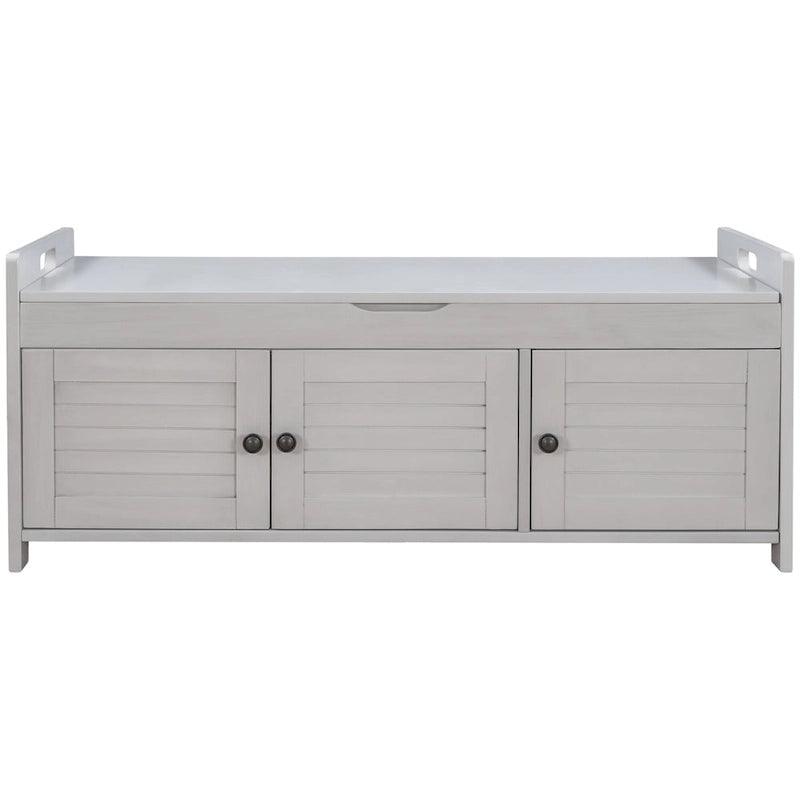 TREXM Storage Bench with 3 Shutter-shaped Doors