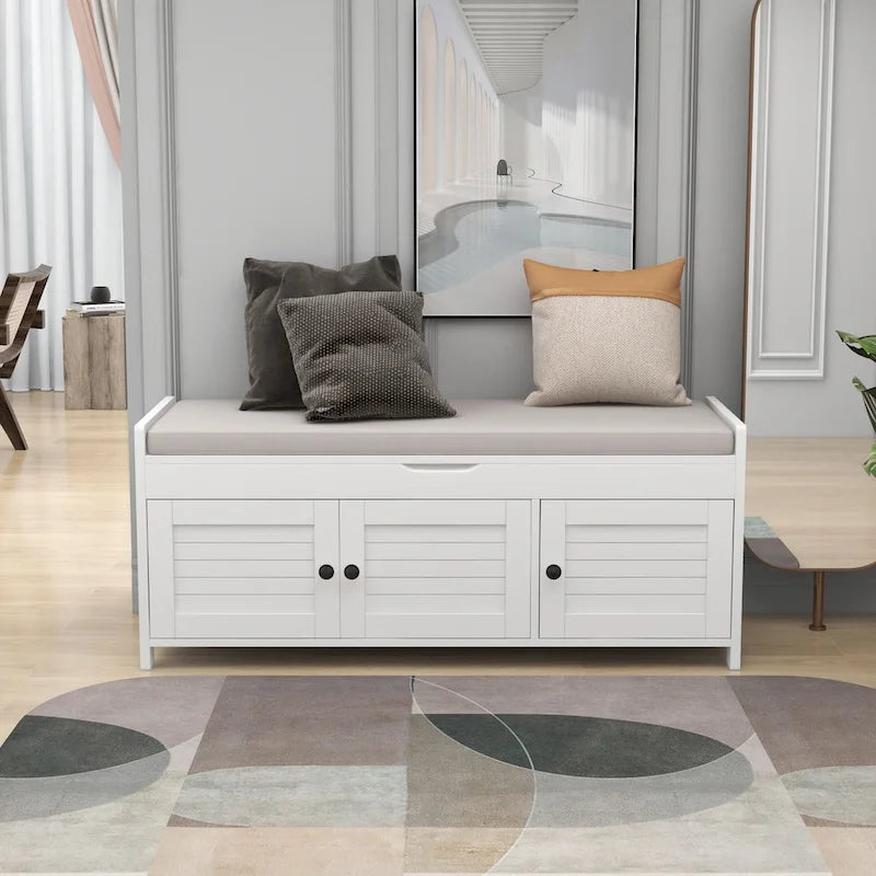 TREXM Storage Bench with 3 Shutter-shaped Doors