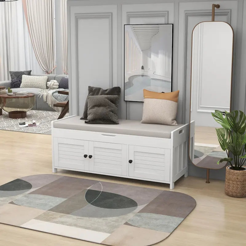 TREXM Storage Bench with 3 Shutter-shaped Doors