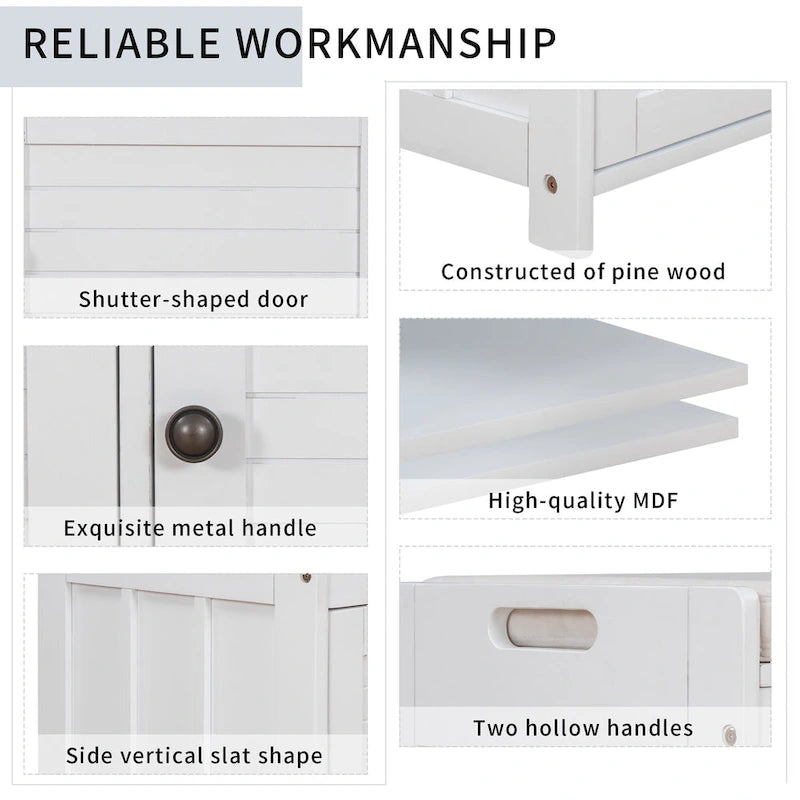 TREXM Storage Bench with 3 Shutter-shaped Doors