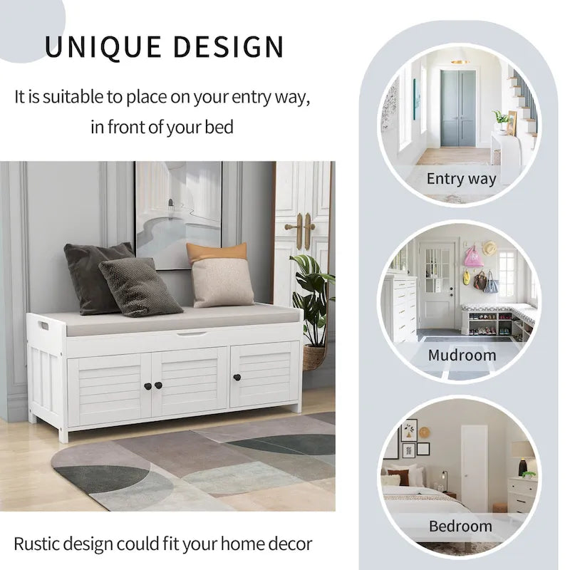 TREXM Storage Bench with 3 Shutter-shaped Doors