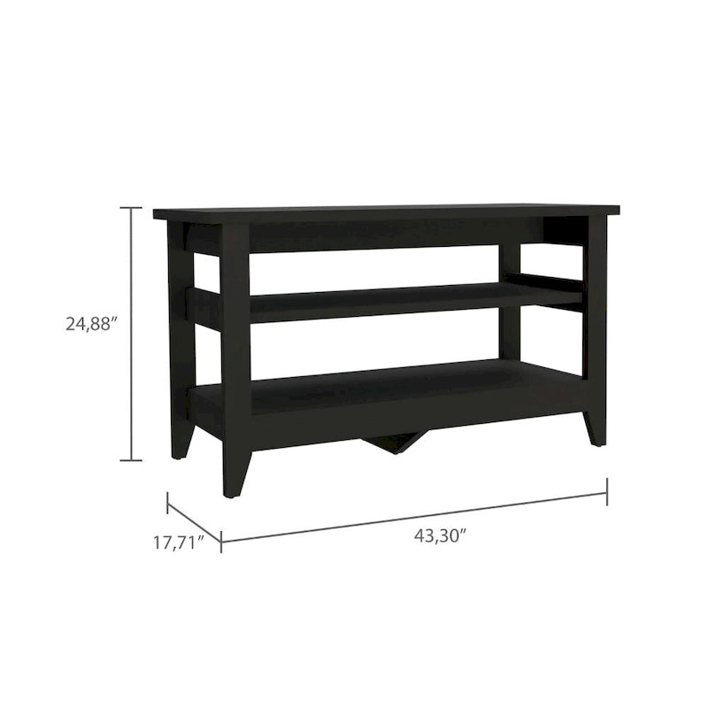 FM Furniture Vilna Storage Bench with 2 Open Shelves and 4 Legs
