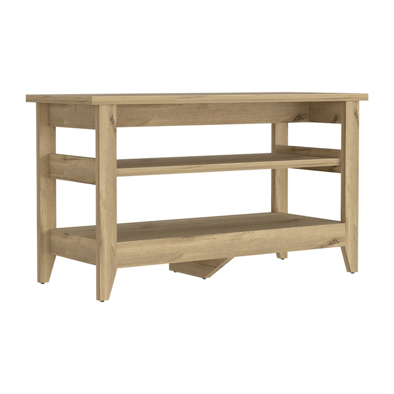 FM Furniture Vilna Storage Bench with 2 Open Shelves and 4 Legs