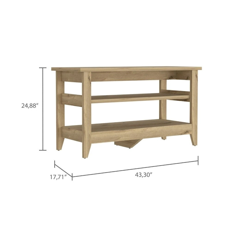 FM Furniture Vilna Storage Bench with 2 Open Shelves and 4 Legs
