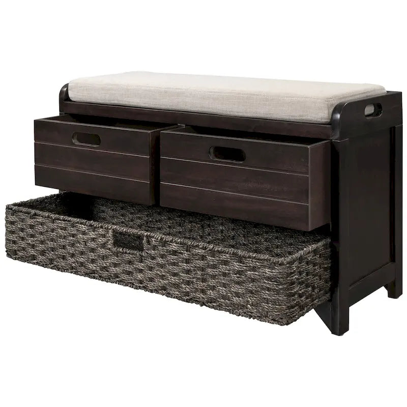 Storage Bench with Removable Basket and 2 Drawers