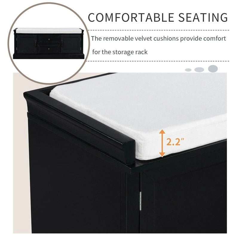 Shoe stool, 2 drawers, 2, removable pads, living room locker, entrance