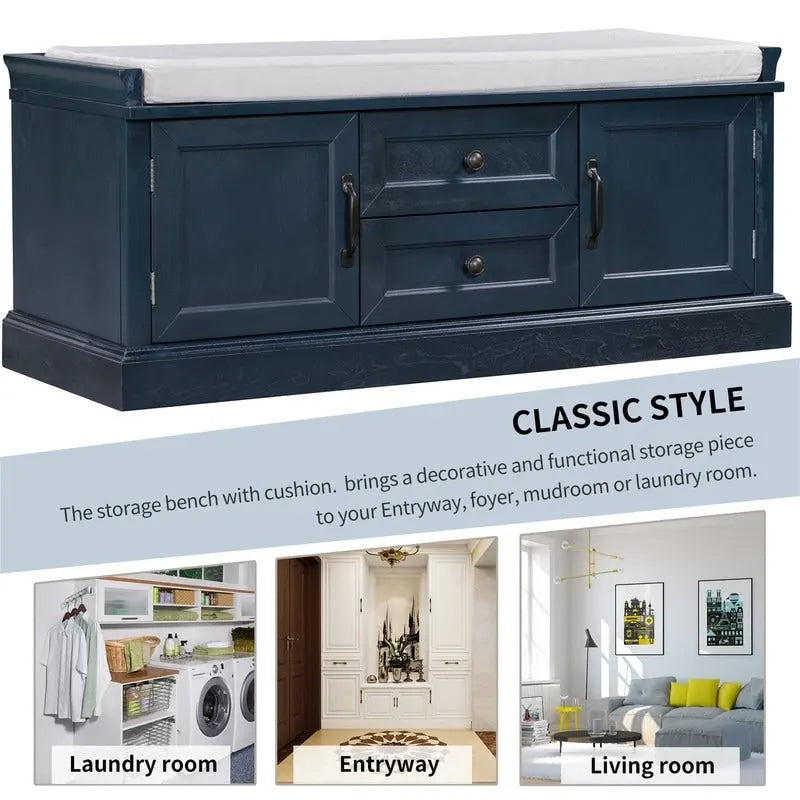 Shoe stool, 2 drawers, 2, removable pads, living room locker, entrance