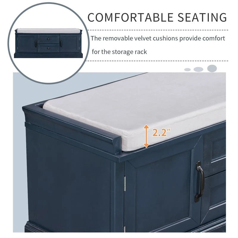 Shoe stool, 2 drawers, 2, removable pads, living room locker, entrance