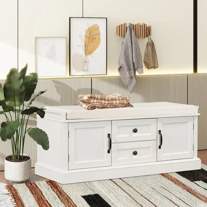 Shoe stool, 2 drawers, 2, removable pads, living room locker, entrance