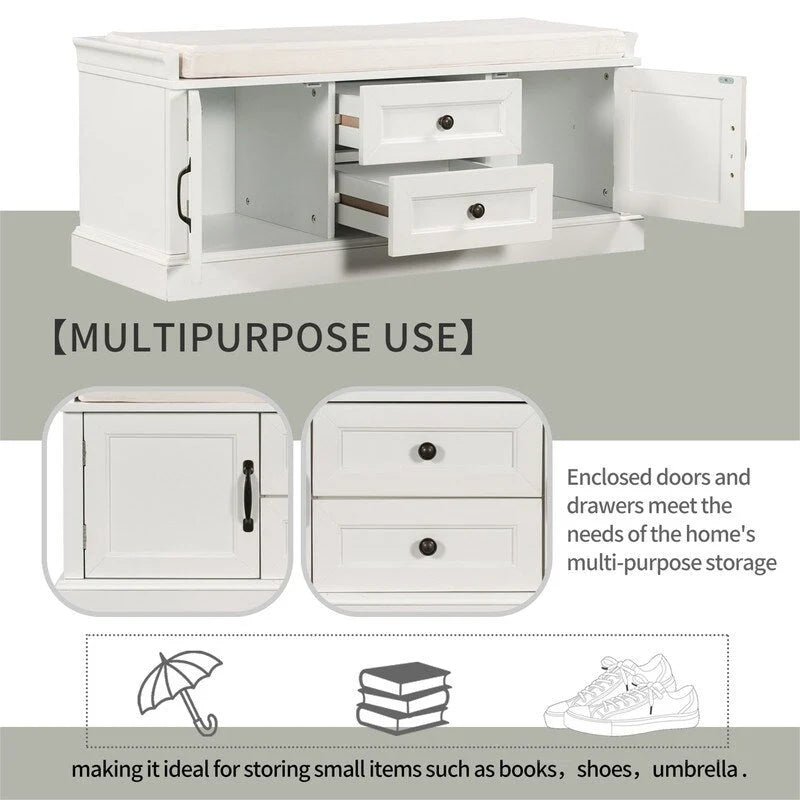 Shoe stool, 2 drawers, 2, removable pads, living room locker, entrance