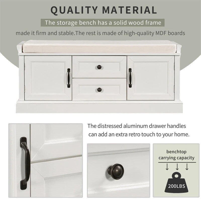 Shoe stool, 2 drawers, 2, removable pads, living room locker, entrance