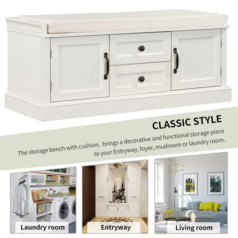 Shoe stool, 2 drawers, 2, removable pads, living room locker, entrance