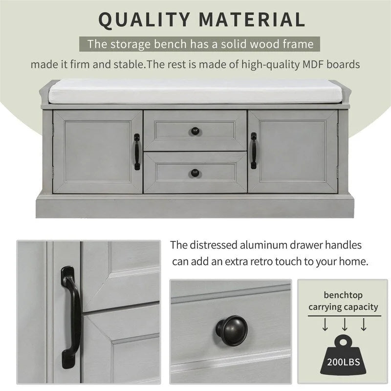 Shoe stool, 2 drawers, 2, removable pads, living room locker, entrance