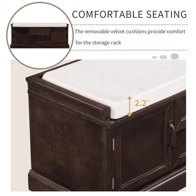 Shoe stool, 2 drawers, 2, removable pads, living room locker, entrance
