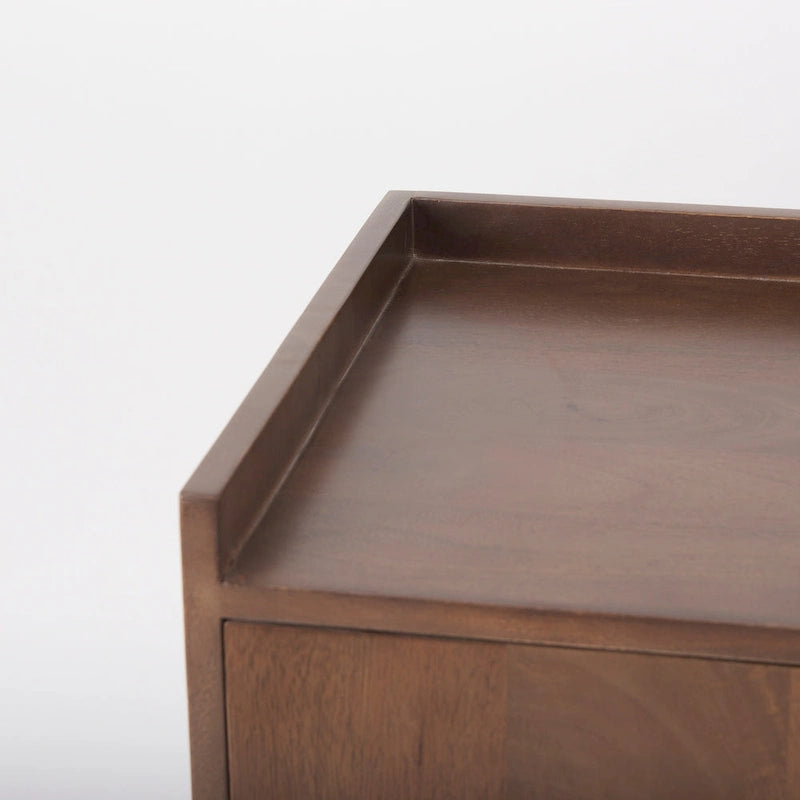 Lillie Medium Brown Solid Wood w/ Doors & Tray Top Accent Cabinet