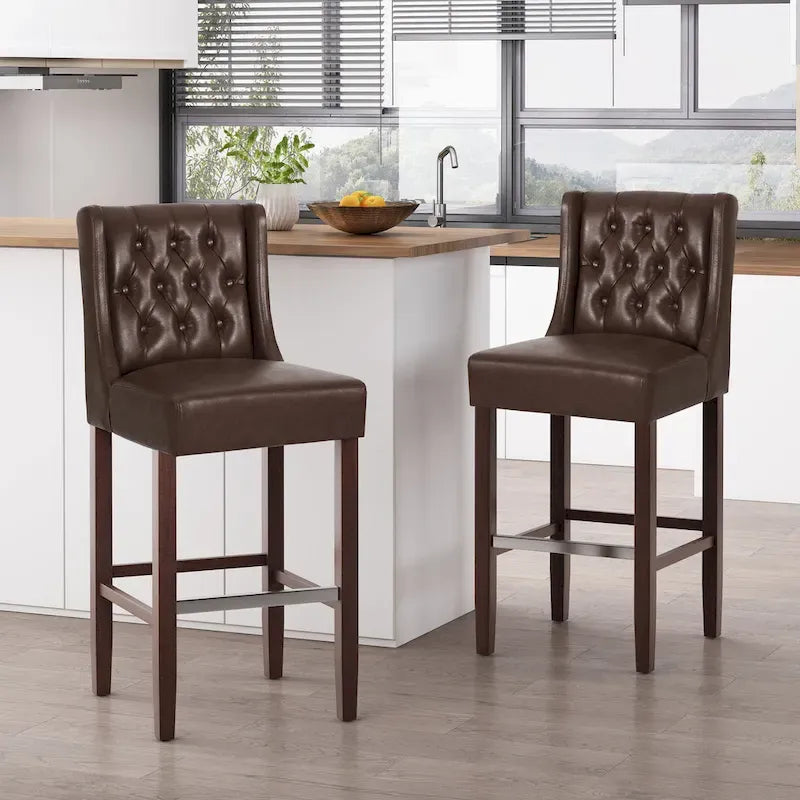 Modern Wing Back Bar Stools (Two-Piece Set)