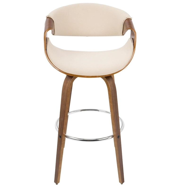 30 Fixed-Height Bar Stool with Bent Wood Legs and Round Footrest (Set of 2)
