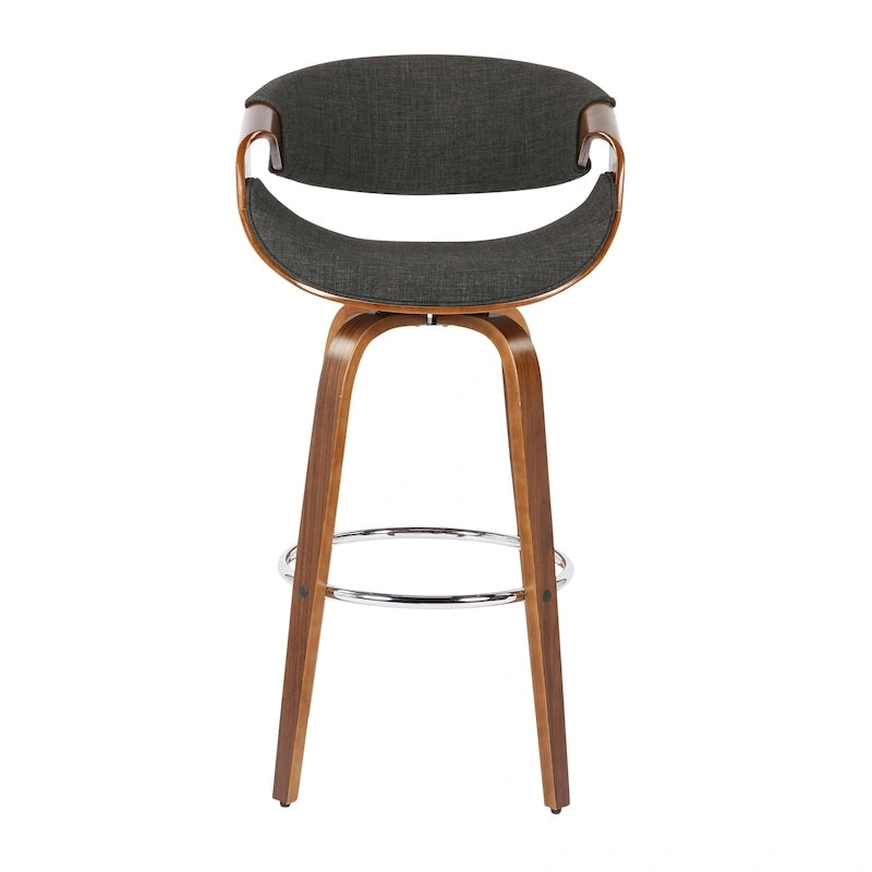 30 Fixed-Height Bar Stool with Bent Wood Legs and Round Footrest (Set of 2)