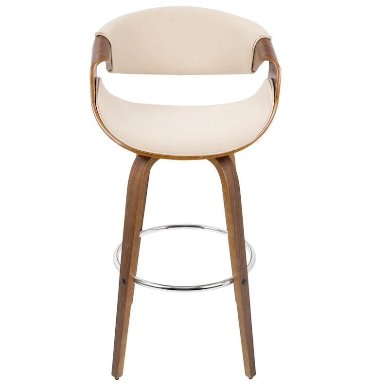 30 Fixed-Height Bar Stool with Bent Wood Legs and Round Footrest (Set of 2)