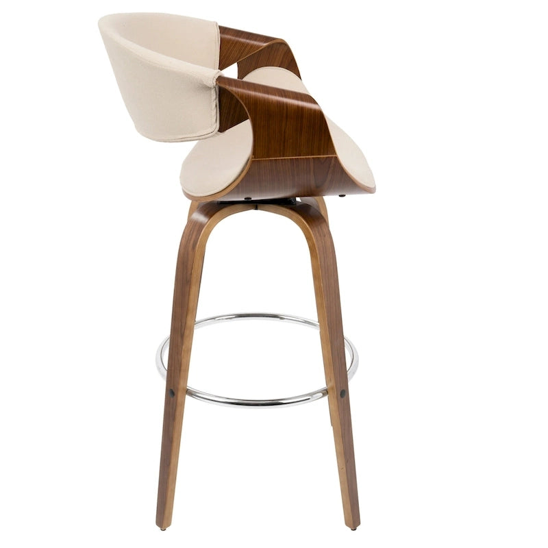30 Fixed-Height Bar Stool with Bent Wood Legs and Round Footrest (Set of 2)