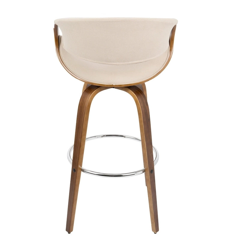 30 Fixed-Height Bar Stool with Bent Wood Legs and Round Footrest (Set of 2)