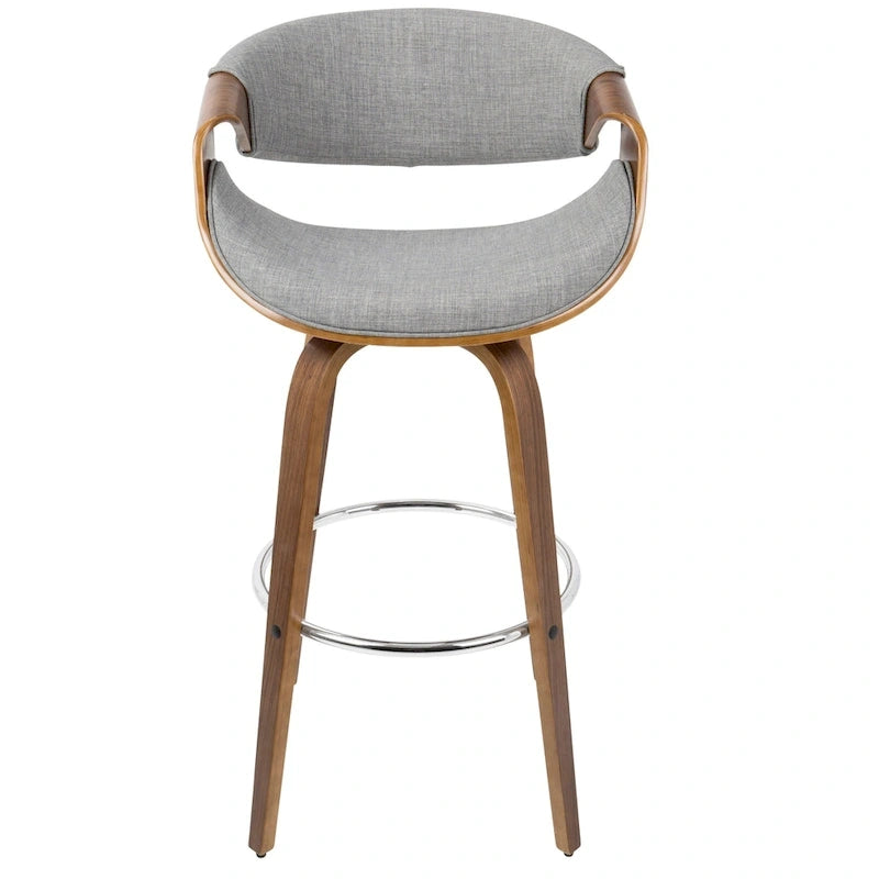 30 Fixed-Height Bar Stool with Bent Wood Legs and Round Footrest (Set of 2)